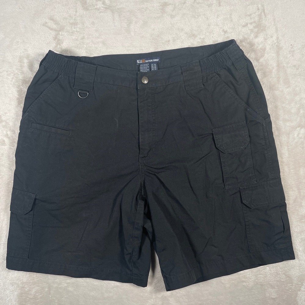 5.11 Tactical Series Cargo Shorts Mens‎ 38 Black Ripstop Multi-Pocket Utility